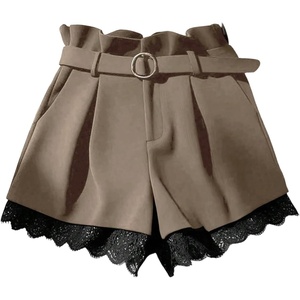 image:imageGORGLITTER Womens Pleated Lace Dress Shorts Formal Dressy Work TailoredCoffee Brown