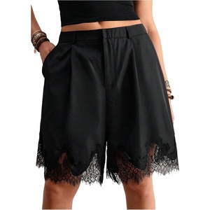 image:imageGORGLITTER Womens Pleated Lace Dress Shorts Formal Dressy Work TailoredSolid Black