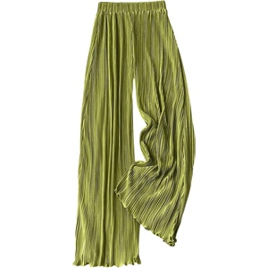 image:imageGORGLITTER Womens Silk Satin Flowy Pants Dressy Pleated Palazzo Pants FallMint Green