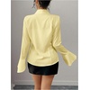 image:imageGORGLITTER Womens Bell Long Sleeve Button Down Shirts Cinched Waist TopsYellow