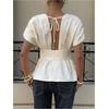 image:imageGORGLITTER Womens Cinched Waist Peplum Tops Dressy Ruffle Babydoll ShirtApricot