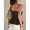 image:imageGORGLITTER Womens Floral Lace Peplum Top Boho Pleated Dressy Camisole TopsBrown