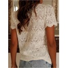 image:imageGORGLITTER Womens Lace Blouse Tops Sheer Dressy Button Up Elegant Date Night Going Out Short Sleeve V Neck ShirtsApricot