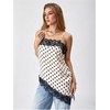 image:imageGORGLITTER Womens Lace Satin Camisole Top Polka Dots Asymmetrical Hem Silk Sleeveless Party Elegant Going Out Cami TopsBlack and White