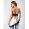 image:imageGORGLITTER Womens Lace Satin Camisole Top Polka Dots Asymmetrical Hem Silk Sleeveless Party Elegant Going Out Cami TopsBlack and White