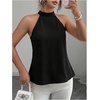 image:imageGORGLITTER Womens Lace Sheer Mesh Asymmetrical Blouse Tank Halter TopsBlack