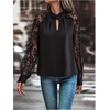 image:imageGORGLITTER Womens Lace Tops Sheer Long Sleeve Sexy Business Work BlouseBlack