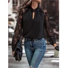 image:imageGORGLITTER Womens Lace Tops Sheer Long Sleeve Sexy Business Work BlouseBlack