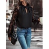 image:imageGORGLITTER Womens Lace Tops Sheer Long Sleeve Sexy Business Work BlouseBlack