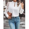 image:imageGORGLITTER Womens Lace Tops Sheer Long Sleeve Sexy Business Work BlouseWhite