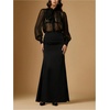 image:imageGORGLITTER Womens Mesh Sheer Blouse Bow Neck Bishop Long Sleeve TopsBlack