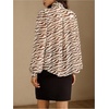 image:imageGORGLITTER Womens Mesh Sheer Blouse Bow Neck Bishop Long Sleeve TopsBrown