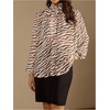 image:imageGORGLITTER Womens Mesh Sheer Blouse Bow Neck Bishop Long Sleeve TopsBrown