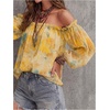 image:imageGORGLITTER Womens Off The Shoulder Tops 34 Sleeve Floral Chiffon BlouseYellow