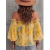 image:imageGORGLITTER Womens Off The Shoulder Tops 34 Sleeve Floral Chiffon BlouseYellow
