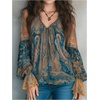 image:imageGORGLITTER Womens Paisley Top Peasant Boho Flowy Bell Sleeve 60s BlouseMulticolor