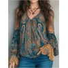 image:imageGORGLITTER Womens Paisley Top Peasant Boho Flowy Bell Sleeve 60s BlouseMulticolor