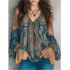 image:imageGORGLITTER Womens Paisley Top Peasant Boho Flowy Bell Sleeve 60s BlouseMulticolor