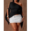 image:imageGORGLITTER Womens Plus Size Asymmetrical Tops Sexy Off The Shoulder BlouseBlack