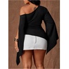 image:imageGORGLITTER Womens Plus Size Asymmetrical Tops Sexy Off The Shoulder BlouseBlack