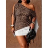 image:imageGORGLITTER Womens Plus Size Asymmetrical Tops Sexy Off The Shoulder BlouseCheetah Print