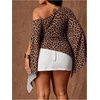 image:imageGORGLITTER Womens Plus Size Asymmetrical Tops Sexy Off The Shoulder BlouseCheetah Print