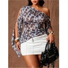 image:imageGORGLITTER Womens Plus Size Asymmetrical Tops Sexy Off The Shoulder BlouseLeopard Print