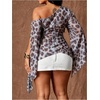 image:imageGORGLITTER Womens Plus Size Asymmetrical Tops Sexy Off The Shoulder BlouseLeopard Print