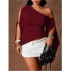 image:imageGORGLITTER Womens Plus Size Asymmetrical Tops Sexy Off The Shoulder BlouseRed
