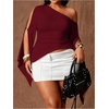 image:imageGORGLITTER Womens Plus Size Asymmetrical Tops Sexy Off The Shoulder BlouseRed
