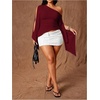 image:imageGORGLITTER Womens Plus Size Asymmetrical Tops Sexy Off The Shoulder BlouseRed