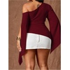 image:imageGORGLITTER Womens Plus Size Asymmetrical Tops Sexy Off The Shoulder BlouseRed