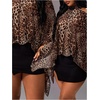 image:imageGORGLITTER Womens Plus Size Cold Shoulder Tops Leopard Print Poncho BlouseBrown