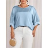 image:imageGORGLITTER Womens Plus Size Dressy Satin Tops Metallic Going Out Top ShirtBlue