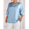 image:imageGORGLITTER Womens Plus Size Dressy Satin Tops Metallic Going Out Top ShirtBlue