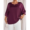 image:imageGORGLITTER Womens Plus Size Dressy Satin Tops Metallic Going Out Top ShirtBurgundy