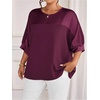 image:imageGORGLITTER Womens Plus Size Dressy Satin Tops Metallic Going Out Top ShirtBurgundy