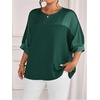 image:imageGORGLITTER Womens Plus Size Dressy Satin Tops Metallic Going Out Top ShirtDark Green