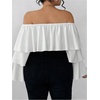 image:imageGORGLITTER Womens Plus Size Off The Shoulder Tops Bell Sleeve Crop TopWhite