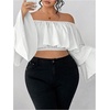 image:imageGORGLITTER Womens Plus Size Off The Shoulder Tops Bell Sleeve Crop TopWhite