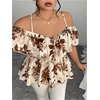 image:imageGORGLITTER Womens Plus Size Peplum Going Out Tops Cute Blouse Shirt DressyBrown