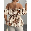 image:imageGORGLITTER Womens Plus Size Peplum Going Out Tops Cute Blouse Shirt DressyBrown