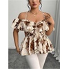 image:imageGORGLITTER Womens Plus Size Peplum Going Out Tops Cute Blouse Shirt DressyBrown