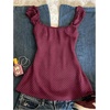 image:imageGORGLITTER Womens Polka Dots Babydoll Tops Cute Square Neck Y2k Peplum TopBurgundy