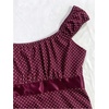 image:imageGORGLITTER Womens Polka Dots Babydoll Tops Cute Square Neck Y2k Peplum TopBurgundy