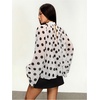 image:imageGORGLITTER Womens Polka Dots Chiffon Blouses Lantern Sleeve Flowy TopsBlack and White