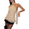 image:imageGORGLITTER Womens Polka Dots Chiffon Halter Tops with Scarf Dressy CasualApricot