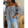 image:imageGORGLITTER Womens Polka Dots Off The Shoulder Tops Puff Sleeve BlouseBlue