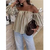 image:imageGORGLITTER Womens Polka Dots Off The Shoulder Tops Puff Sleeve BlouseMocha Brown