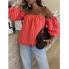 image:imageGORGLITTER Womens Polka Dots Off The Shoulder Tops Puff Sleeve BlouseRed
